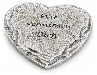 Produktbild von Trauerherz Wir vermissen Dich grau ca. 6 cm - Grabherz & Gedenkstein