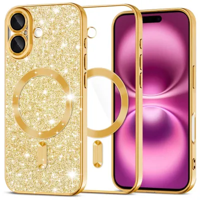 Produktbild von Techsuit Luxury Glitter Back Cover Hülle mit MagSafe für Apple iPhone 16 Plus - Gold