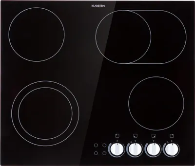Image de Klarstein Plaque Vitrocéramique 4 Feux Encastrable de 6500W, Plaque de Cuisson Vitrocéramique, Plaque Vitro 4 Feux, Table Vitroceramique, Cuisinière Électrique Vitrocéramique en Acier Inoxydable