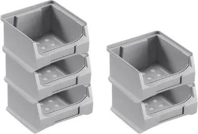 Produktbild von SparSet 5x Graue Sichtlagerbox 1.0 | HxBxT 6x10x10cm | 0,4 Liter | Sichtlagerbehälter, Sichtlagerkasten, Sichtlagerkastensortiment, Sortierbehälter