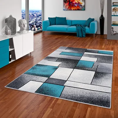 Produktbild von Designer Teppich Brilliant Grau Türkis Fantasy, Größe:120x170 cm