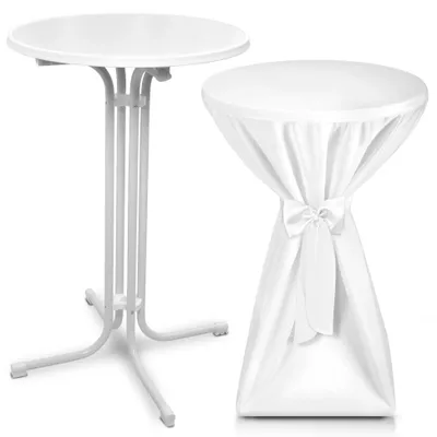Immagine prodotto di Beautissu Tavolo alto da esterno Bellini, pieghevole, Ø70cm, bianco, con fodera