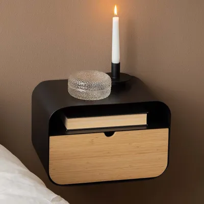 Image de Smuk Table de nuit murale Lyra Bois Arrondi