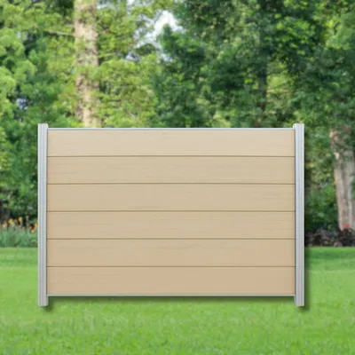 Produktbild von WPC Zaun Komplettset Sichtschutzzaun Zaunelemente Sand Sandbeige180x120 cm
