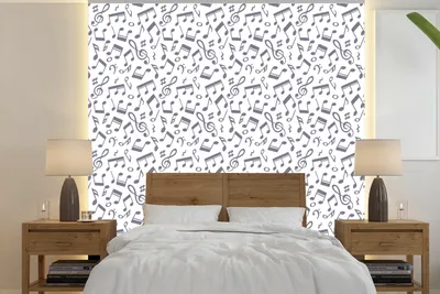Produktbild von MuchoWow® Fototapete für Wohnzimmer oder Schlafzimmer Wandtapete Vinyl Motivtapete Musiknoten - Muster - Musik - 240x240 cm - Schlafzimmer-Tapete