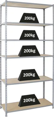 Produktbild von PROREGAL Schwerlastregal GIANT MULI | HxBxT 250x110x40cm | 6 Fachböden | Fachlast 200kg | Grau | Lagerregal Kellerregal Werkstattregal Metallregal Fachbodenregal Steckregal