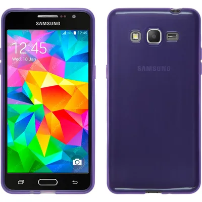 Produktbild von PhoneNatic Case kompatibel mit Samsung Galaxy Grand Prime - lila Silikon Hülle transparent + 2 Schutzfolien