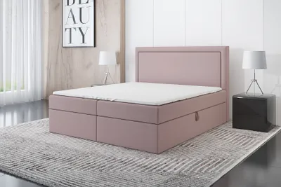 Produktbild von Boxspringbett RODI 140x200 mit 2 Bettkästen, Bonell-Matratze und Topper. Farbe: Rosa.