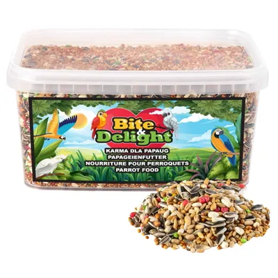 Produktbild von Bite&Delight Parrot Food 1.7kg/2500ml - Naturalna i zbilansowana mieszanka zbóż z witaminami i minerałami - dla papug i dużych papużek