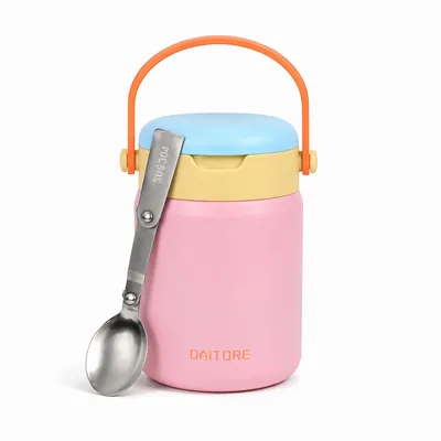 Produktbild von 480ml Thermobehälter Edelstahl 304 mit Löffel, auslaufsicher, 5h warm & 8h kalt, BPA-frei, doppelwandig isoliert, Geeignet für Büro, Schule, Reisen, Vielseitige Anwendung