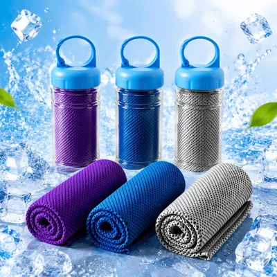 Produktbild von 3 Stück Sporthandtuch Cooling Towel, 100 x 30 cm, schnelltrocknend & sofort kühlend, Mikrofaser Kühlhandtuch für Fitness, Laufen, Training, Outdoor