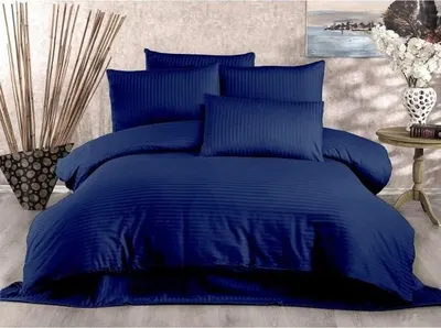 Produktbild von Bettwäsche-Set, 220 x 240 cm, 2 Kissenbezüge 60 x 60 cm, 80% Baumwolle, 20% Polyester, Blau, 229 Fadenzahl
