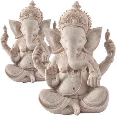 Zdjęcie produktu dla Ręcznie wykonana rzeźba Ganesha z kamienia Harsstein do domu i ogrodu