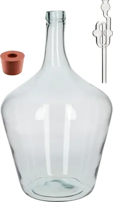 Produktbild von 15L SET Gärballon Glasflasche Glasballon Weinballon, Glasgärballon Vergärung Gärbehälter