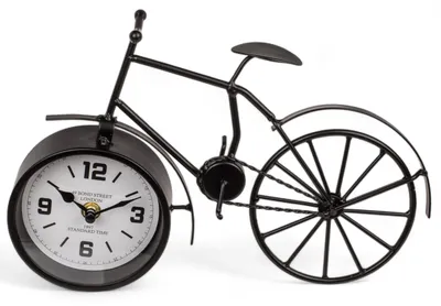 Retro Fahrrad-Tischuhr, schwarz, Metall, 31,5x6x20 cm
