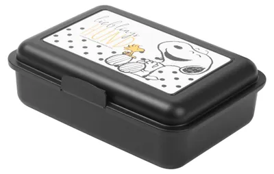 Peanuts Snoopy Brotdose mit Trennwand, schwarz, 16,3 x 11,6 x 5 cm