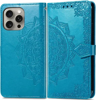 Produktbild von Mobigear Mandala iPhone 16 Hülle Klapphülle Geldbörse - Blau