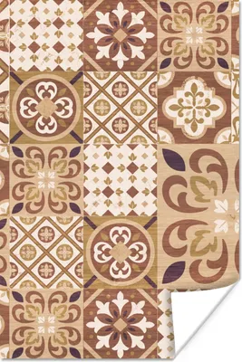 Produktbild von MuchoWow® Poster Blumen - Figuren - Vintage - Braun - Design 60x90 cm - Wanddekoration