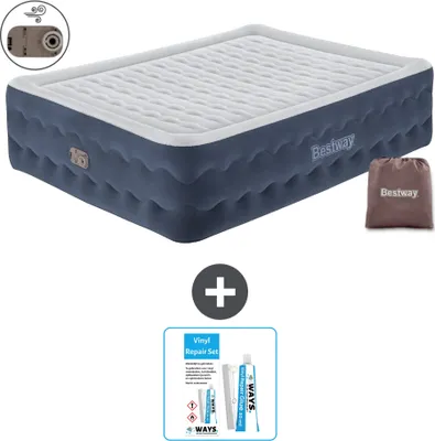 Produktbild von Doppelbett - 2 Personen - 152 x 203 x 51 cm - Blauw - inklusive Luftreifenpumpe - Reparaturset