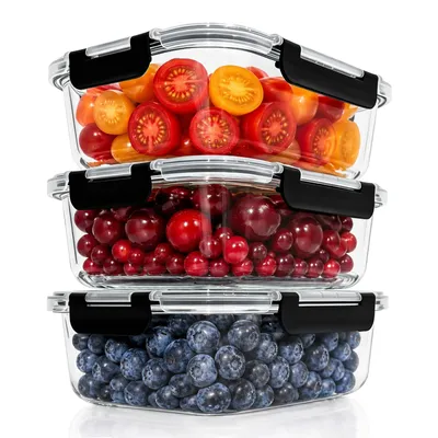 Produktbild von OZAVO Frischhaltedose 3er set mit deckel,Glas Frischhaltedosen,Lunchbox,Glasbehälter, luftdicht & auslaufsicher Meal Prep Boxen Glas für Mikrowelle