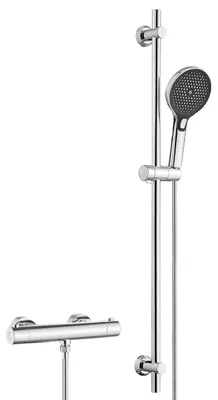 Duschsystem mit Thermostat, 100 cm Stange, verchromt