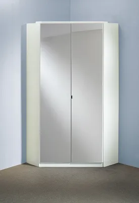 Produktbild von Eckkleiderschrank >Clack< Korpus weiss mit Spiegeltüren - 95x198x95cm (BxHxT)