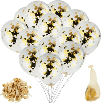 Zdjęcie produktu dla Tg66226-1 Balony Ze Złotym Konfetti 100Szt Przezroczyste Urodziny Ślub Wesele