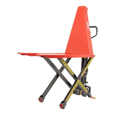 Produktbild von STIER Scheren-Hubwagen, 1000 kg Traglast, 800 mm Hubhöhe, manueller Quicklift für doppelte Hubgeschwindigkeit, Gabellänge 1140 mm, Hubtisch mit Polyurethan-Lenkrädern & Überlastventil