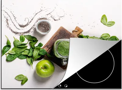Produktbild von KitchenYeah© Herdabdeckplatte Kräuter - Apfel - Smoothie , 57x51cm, Küche Deko, Glaskeramikkochfeld Herdabdeckung, Abdeckplatte fùr Kochfeld