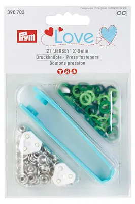 Druckknopf Love Jersey Grün 8 mm – 1 Stück