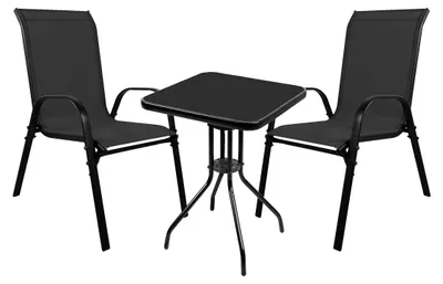 Produktbild von 3-teilige Bistro Sitzgarnitur mit Stapelstühle Schwarz