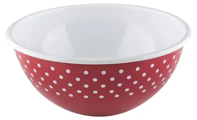 Emaille-Schüssel 26 cm, 4,0 l, rot/weiß, Tupfen
