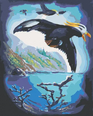 Produktbild von Zuty - Malen nach Zahlen - VOGEL IM FLUG UND KORALLEN IM MEER (D. RUSTY RUST), 40x50 cm, mit Keilrahmen (bereits gespannt)