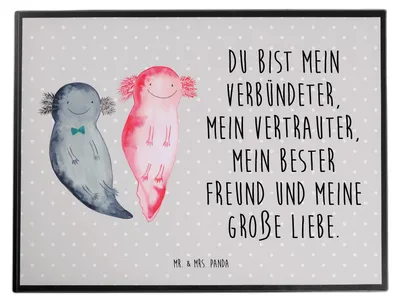 Produktbild von Mr. & Mrs. Panda tischpad Axolotl Freundin - Grau Pastell - Geschenk, Valentinstag, Liebe, malunterlage, Schreibunterlage, schreibtischunterlage, schreibtischunterlagen