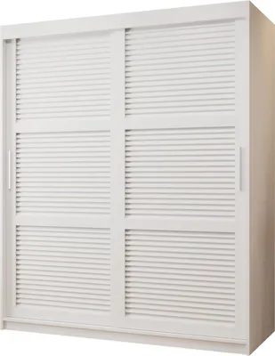 Produktbild von MEBLE KRYSPOL ŻALUZJA Zwei Türiger Schrank - 200x150x62cm - Weiß, Weiß, Silber