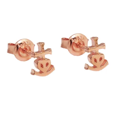 Produktbild von Ohrstecker Ohrring 7x5mm Glaube-Liebe-Hoffnung rotvergoldet glänzend Silber 925 silber 7x5mm