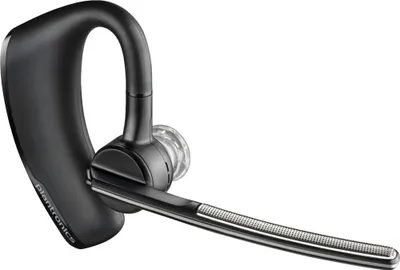A black Plantronics Voyager Legend headset is shown against a white background.