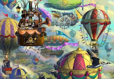 Productafbeelding van Grafika Puzzel, Grote Kattenballonrace, 1000 stukjes, kartonnen puzzel