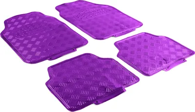 Produktbild von Auto Gummi Fußmatten universal Alu Riffelblech Optik 4-teilig Chrom Lila Violett