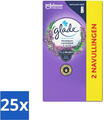 Obrázok produktu pre Glade - Touch & Fresh Refill - Tranquil Lavender & Aloe - 2 × 10 ml - hodnotné balenie - 25 kusov