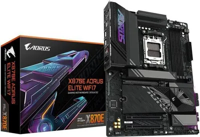 Zdjęcie produktu dla Płyta główna GIGABYTE X870E AORUS ELITE WIFI7, AMD AM5, DDR5 8200 MHz (OC), PCIe 5.0, Wi-Fi 7, ATX