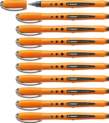Produktbild von Tintenroller - STABILO worker+ - fein - 10er Pack - schwarz