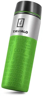Zdjęcie produktu dla Termoskubek 420 ml - Zielony silikon i stal nierdzewna