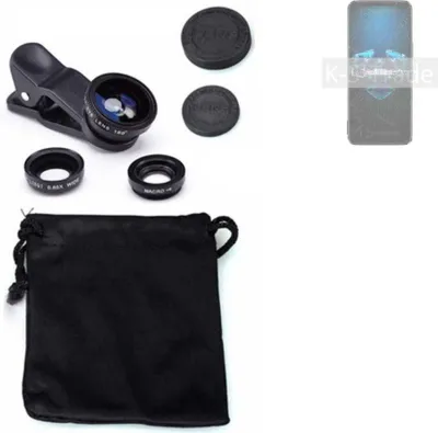 Produktbild von K-S-Trade Smartphone Kamera Linsen Set Kompatibel mit Asus ROG Phone 5 3in1 Clip-On Kamera Adapter Macro Weitwinkel FishEye Fischauge Objektiv Linse