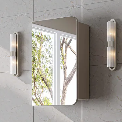 Productafbeelding van Skye Decor, hoogwaardige badkamerkast met spiegel, zandsteenkleur, 45 cm | 100% melamine