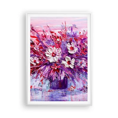 Produktbild von Gerahmtes Poster - Weißer Rahmen - Pastos Blumen Rosa - 70x100 cm - Wand Bild - Wanddeko - Wandbilder - Kunstposter - Wandposter - Bilderrahmen - Bilder - Kunstdruck - P2WPA70x100-4530
