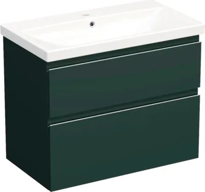 Produktbild von Jungborn Waschplatz TRENTA BxHxT 80x65x45 cm grün salvia matt mit Keramik-Waschtisch Griffleiste chrom matt