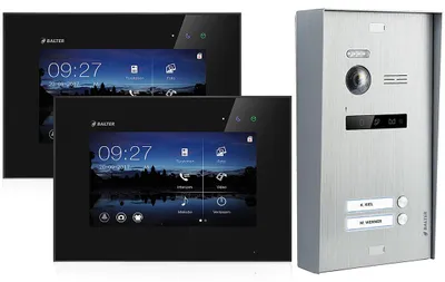 Produktbild von Aufputz Video Türsprechanlage BALTER EVO 2-Draht BUS Komplettsystem für 2-Familienhaus Schwarz Silber