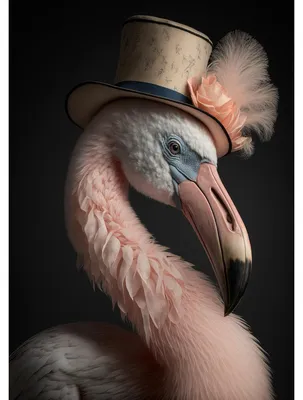 Image de Tableau sur toile portrait flamant rose humanisé 30x45 cm, Tableau mural moderne pour décoration intérieure