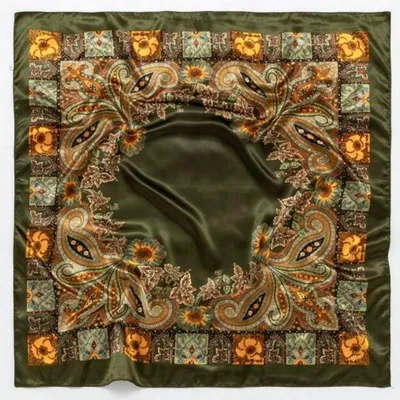 Zdjęcie produktu dla Apaszka Chusta Damska Na Głowę Pod Szyję Satynowa Chustka Elegancka Bandana Zielona